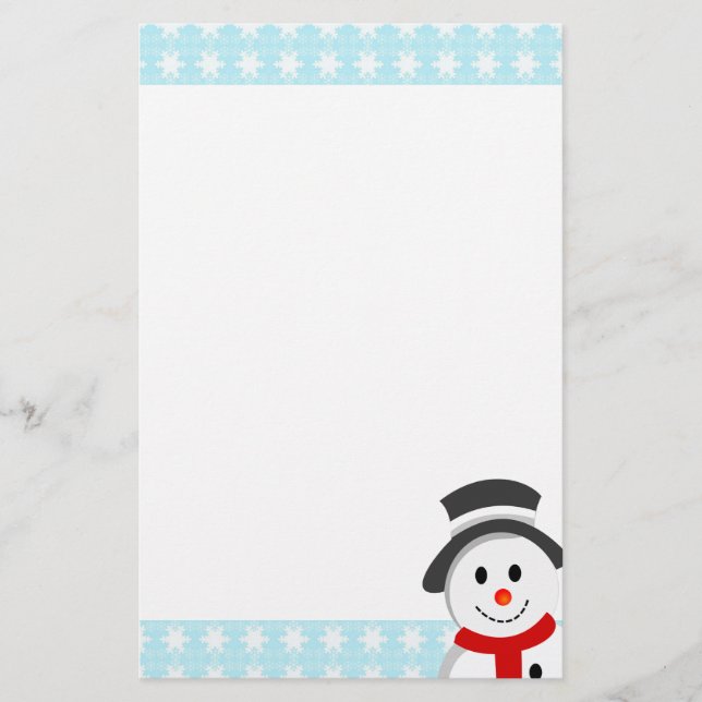 Schneemann und Schneeflocken Briefpapier (Vorderseite)