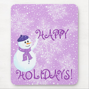 Schneemann und Schneeflocken Mousepad