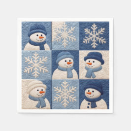 Schneemann und Schneeflocken Quilt Muster Serviette
