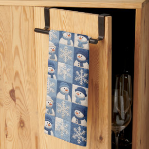 Schneemann- und Schneeflocken-Quiltmuster Geschirrtuch