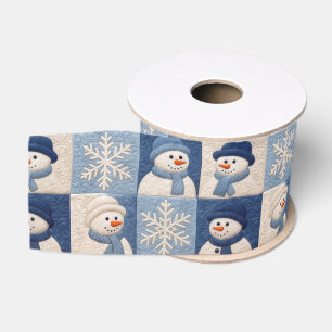 Schneemann- und Schneeflocken-Quiltmuster Ripsband