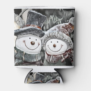 Schneemann und Schneefrau zeichnend Dosenkühler