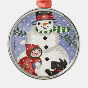 Schneemann und Scotty Metal Ornament Aus Metall