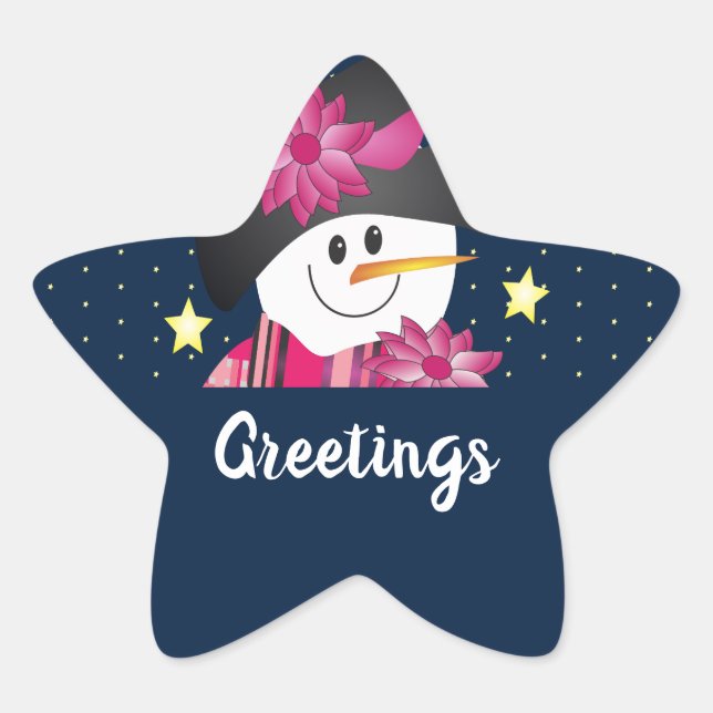 Schneemann und Stars Stern-Aufkleber (Vorderseite)
