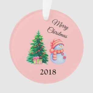 Schneemann und Weihnachtsbaum Ornament