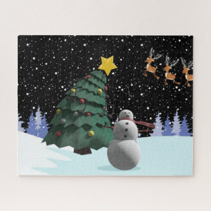 Schneemann und Weihnachtsbaum Puzzle