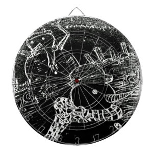 Schneemann und Yaie in schwarzen Weihnachten Dartscheibe