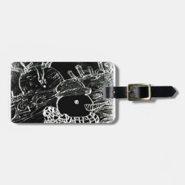 Schneemann und Yaie in schwarzen Weihnachten Gepäckanhänger