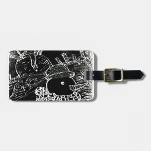 Schneemann und Yaie in schwarzen Weihnachten Gepäckanhänger