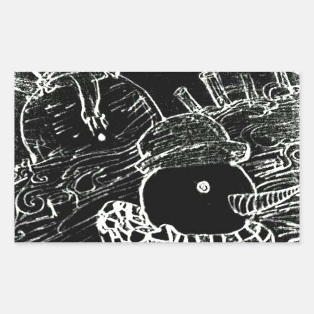 Schneemann und Yaie in schwarzen Weihnachten Rechteckiger Aufkleber (Vorderseite)