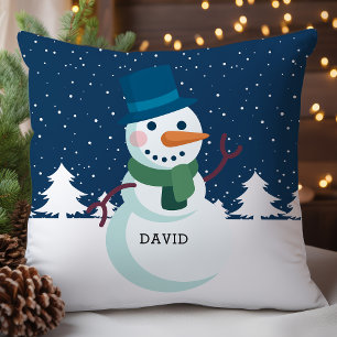 Schneemann-Vater Personalisierter Name Weihnachten Kissen