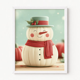 Schneemann verkleidet als Schneemann Rot Teal Hut Poster