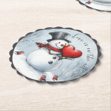 Schneemann verschenkt Liebe mit einem großen Herze