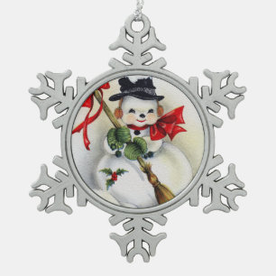 Schneemann Vintage Zinn Schneekristall Weihnachtsb Schneeflocken Zinn-Ornament