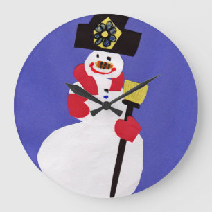 Schneemann von VictoriaShaylee Große Wanduhr