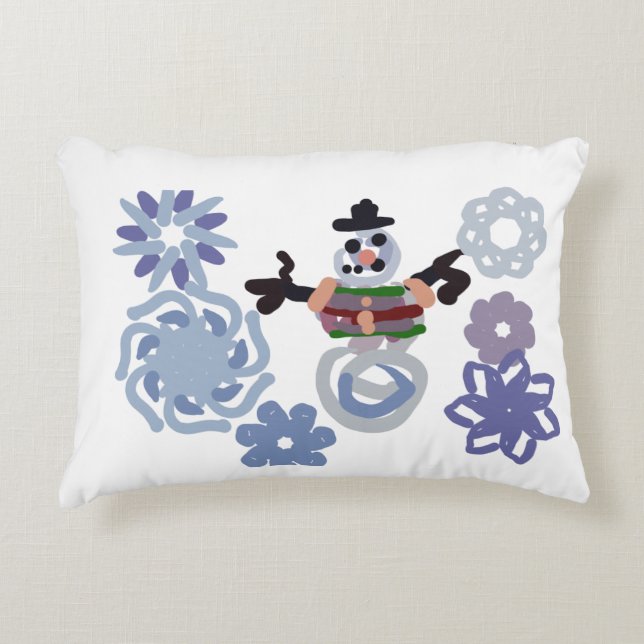 Schneemann warm  dekokissen (Vorderseite)