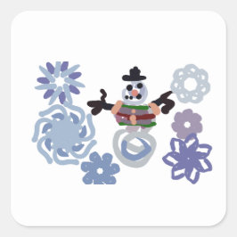 Schneemann warm quadratischer aufkleber