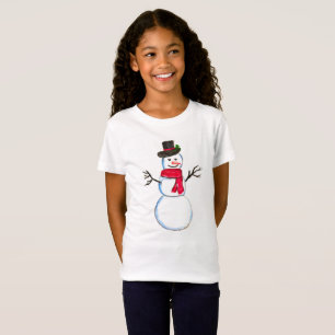 Schneemann Wasserfarbe Festlich Weihnachten Süßer  T-Shirt