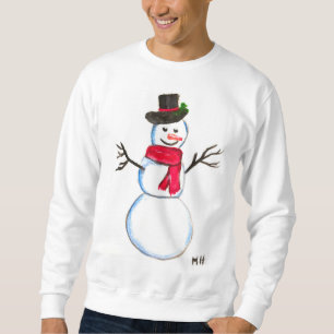 Schneemann Wasserfarbe Retro Gesicht Schneemänner Sweatshirt