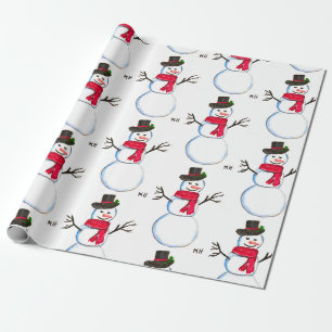 Schneemann Wasserfarbe vintage retro Weihnachten M Geschenkpapier