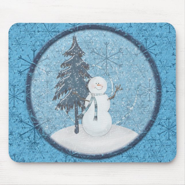 Schneemann-Weihnachten Mousepad (Vorne)