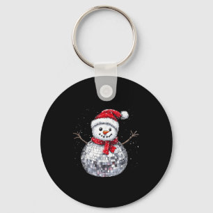Schneemann Weihnachten Retro Santa Hut Disco Ball Schlüsselanhänger