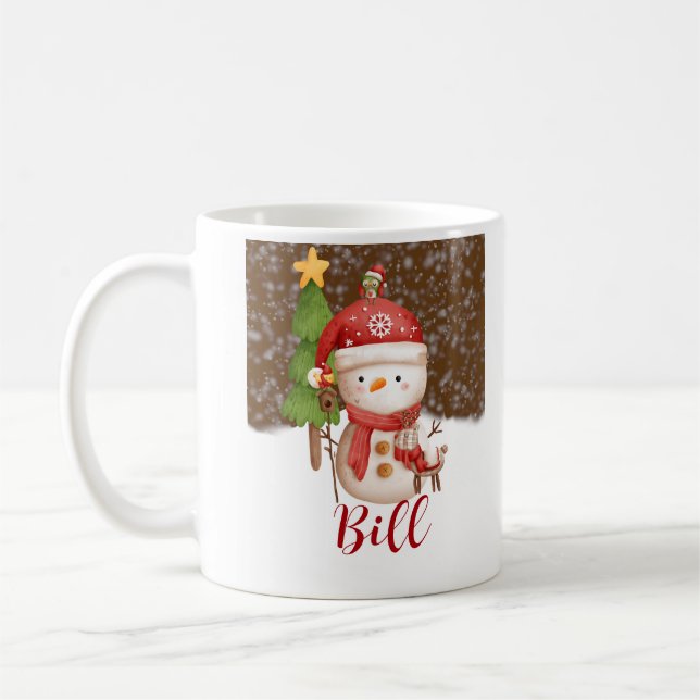 Schneemann, Weihnachts-Personalisiert-Kaffee-Tasse Kaffeetasse (Links)