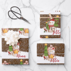 Schneemann, Weihnachts-Personalisierte Wrapping Pa Geschenkpapier Set