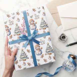 Schneemann-Weihnachtsbaum-Muster-Wrap-Papier Geschenkpapier