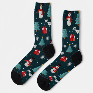 Schneemann Weihnachtsbäume Unisex-Crew-Socke Socken