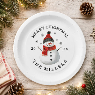 Schneemann Weihnachtsdruckplatte Party Pappteller