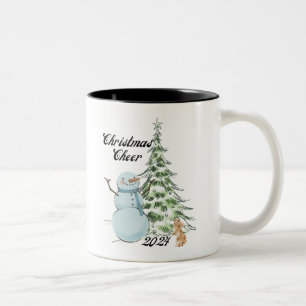 Schneemann Weihnachtsfreude Winterwunderland Zweifarbige Tasse