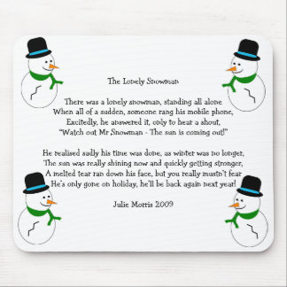 Schneemann-Weihnachtsgedicht Mousepad