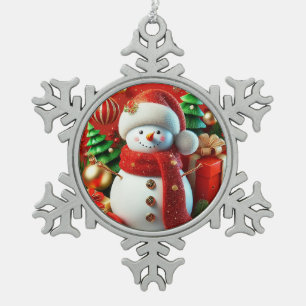 Schneemann Weihnachtsgeschenke Feiertagsbaum Schneeflocken Zinn-Ornament