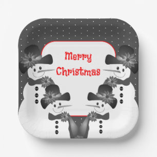 Schneemann-Weihnachtsplatz Pappteller