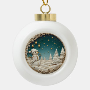 Schneemann-Weihnachtsschmuck 2025 – Klassisch Gesc Keramik Kugel-Ornament
