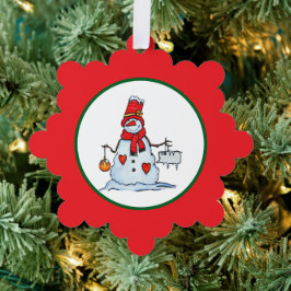 Schneemann-Weihnachtsschmuck mit Herzen und Eiszap Ornament Karte