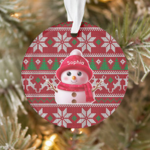 Schneemann-Weihnachtsschmuck mit individuellem Nam Ornament
