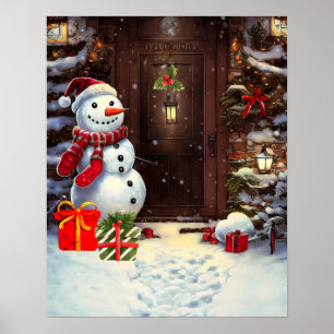 Schneemann-Weihnachtsszene Poster