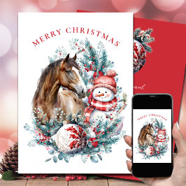 Schneemann Weihnachtswasserfarbe elegant Feiertagskarte