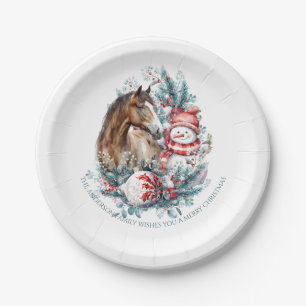 Schneemann Weihnachtswasserfarbe elegant Pappteller