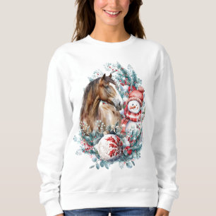Schneemann Weihnachtswasserfarbe elegant Sweatshirt
