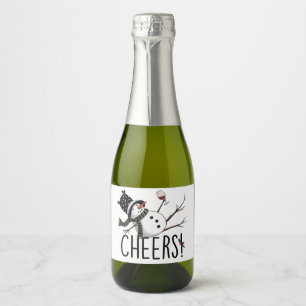 Schneemann Wein Weihnachten Lustiger Wein Trinkend