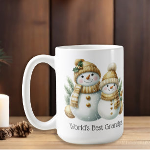 Schneemann Weltbester Opa Gold Grüne Weihnachten Kaffeetasse