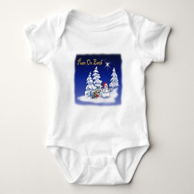 Schneemann Weltfrieden Baby Strampler (Vorderseite)