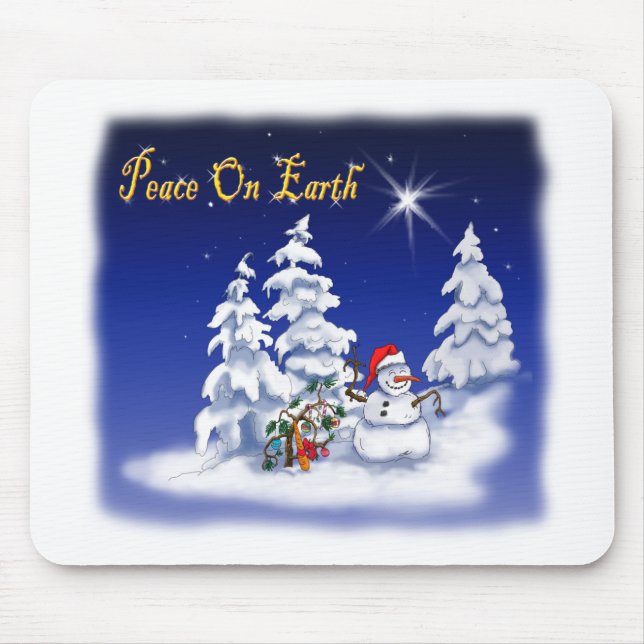 Schneemann Weltfrieden Mousepad (Vorne)