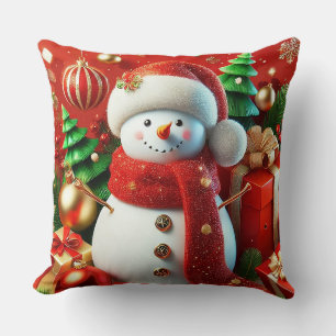 Schneemann Winter Fröhlicher Feiertagscharakter Kissen