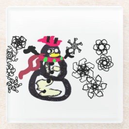 Schneemann Winter  Glasuntersetzer