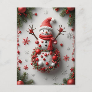 🎄 Schneemann Winter Kiefer Magie ❄️ Festlich Weih Postkarte