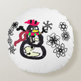 Schneemann Winter  Rundes Kissen